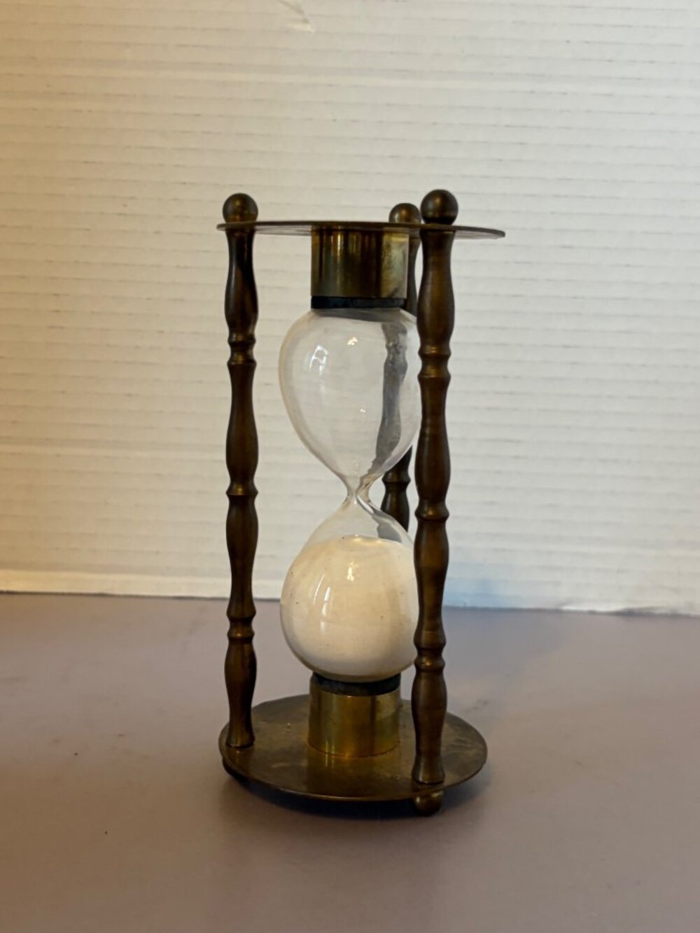 Vintage Brass Hourglass Timer With Sand & Glass Design